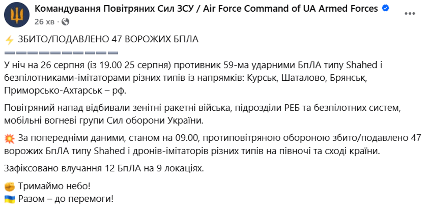 Атака РФ 26 серпня