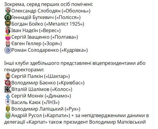 Представители клубов УПЛ на встрече с Андреем Шевченко в Доме футбола 14 апреля 2026 года