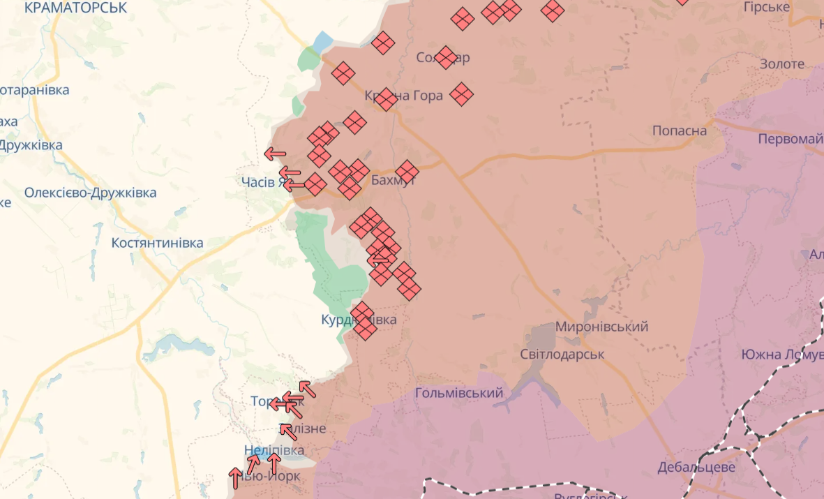 Просування росіян у Україні. Фото: DeepState