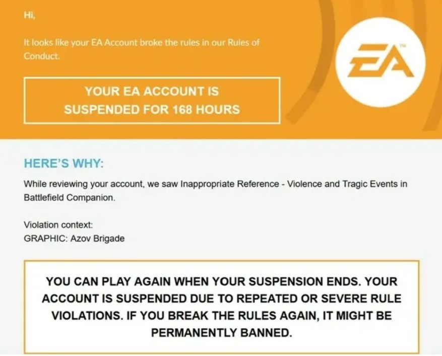 Electronic Arts объяснила причины блокировки украинского киберспортсмена