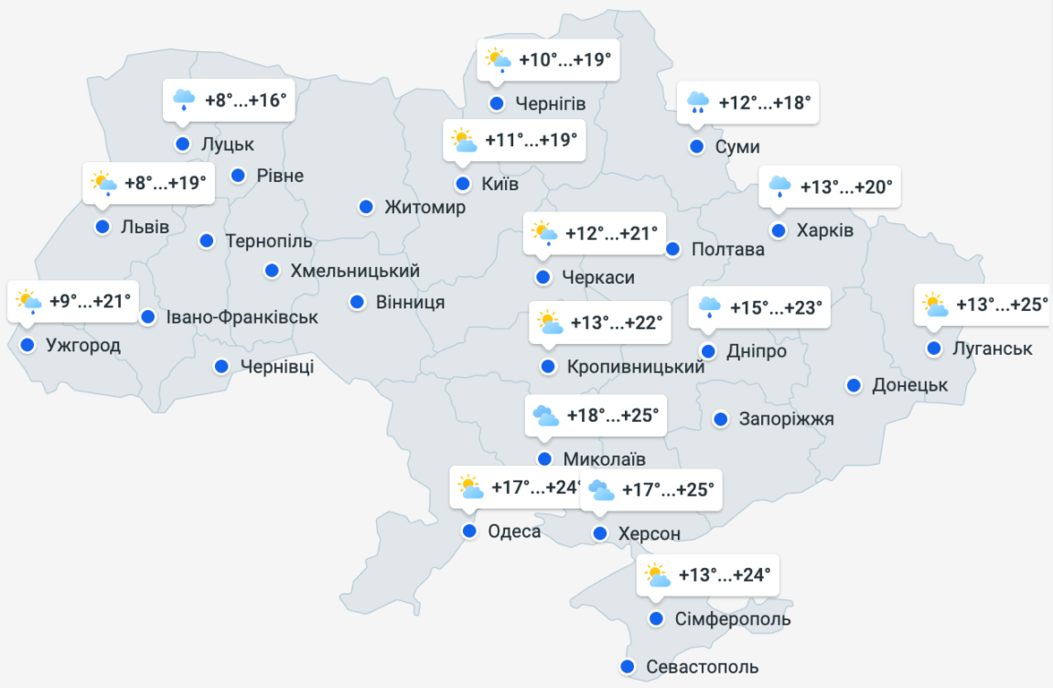 Прогноз погоди в Україні на 15 червня
