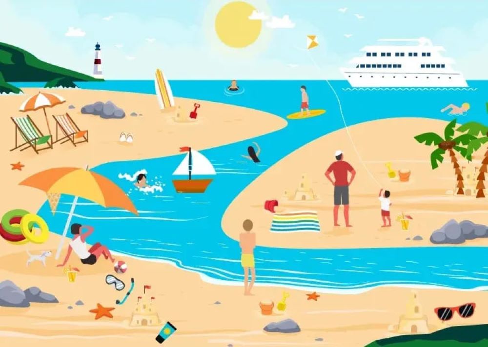 Пляжна тема — лише 20% знайшли п'ять пісочних замків на малюнку за 20 секунд - фото 1
