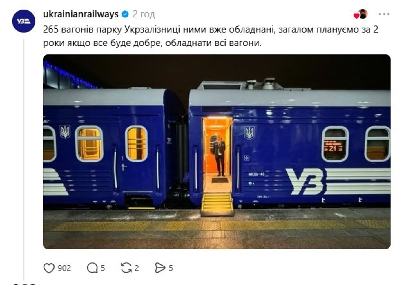 Коментар УЗ у соцмережі Threads