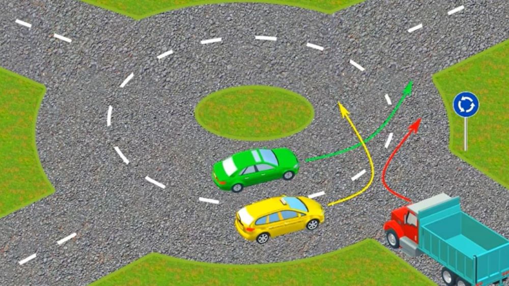 ПДД тест - как решить сложный случай на круговом перекрестке - фото 1