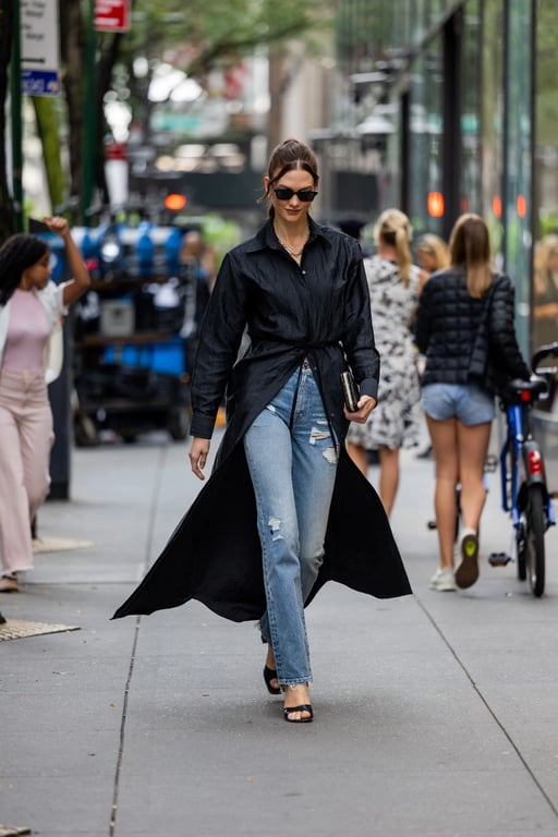 Long office shirt and jeans