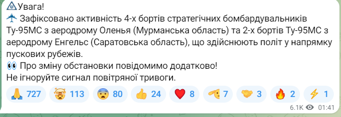 Російській бомбардувальник злетіли з аеродромів 