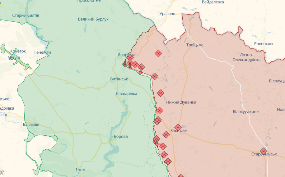 Карта бойових дій від Deepstate на 13 вересня