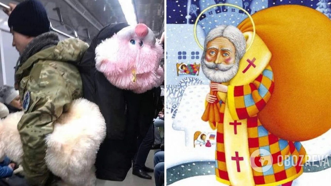 Фото військового з іграшками в київському метро