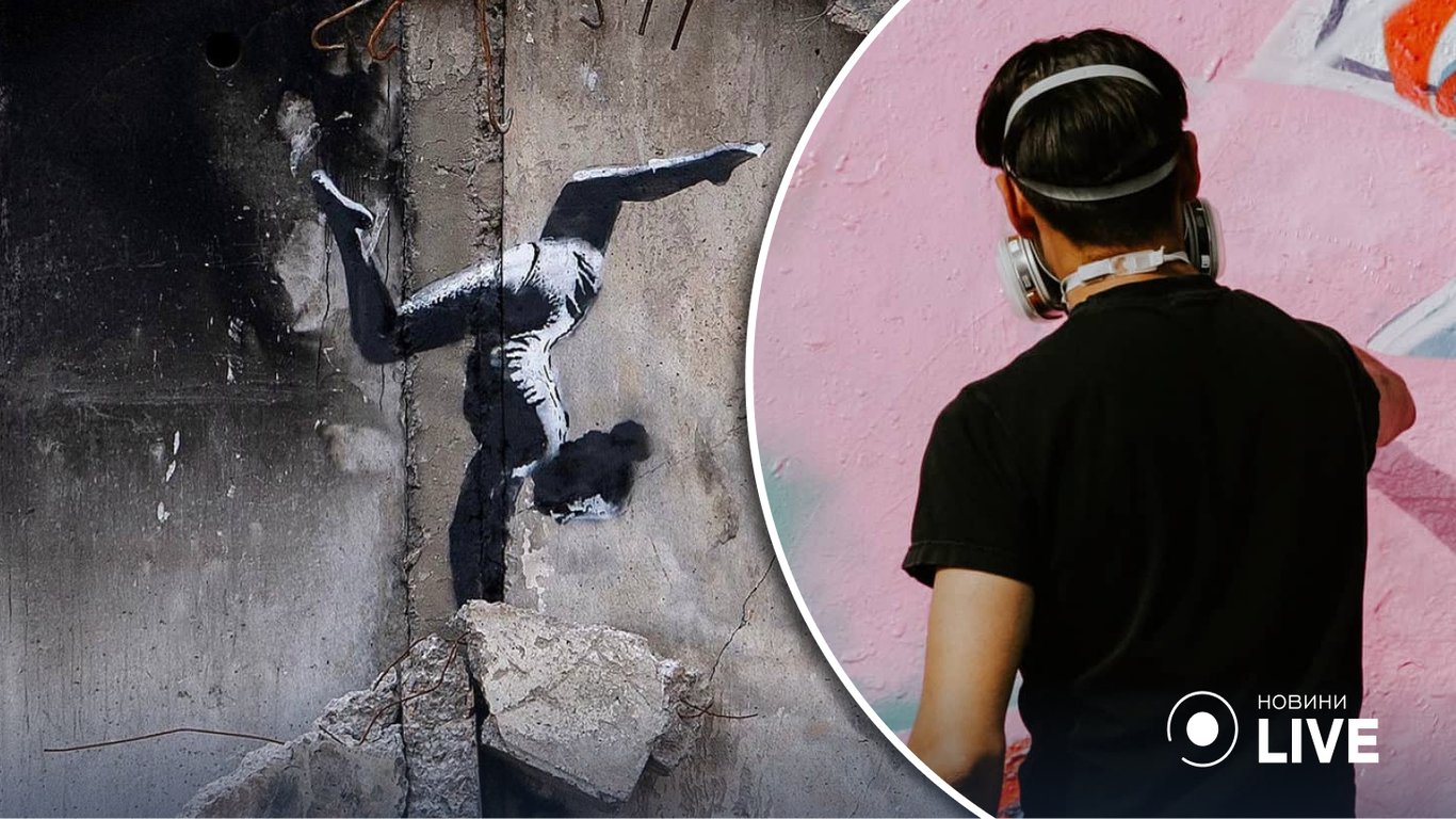 Известный художник Banksy сделал граффити на руинах домов в украинской Бородянке
