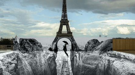 У Парижі створили оптичну ілюзію - Ейфелева вежа тепер "над проваллям". Фото - 285x160
