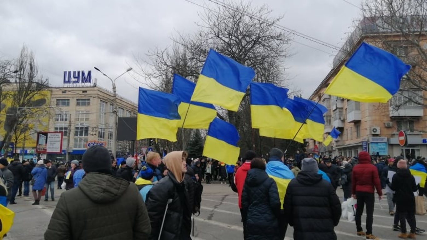 В Херсоне жители устроили проукраинский митинг