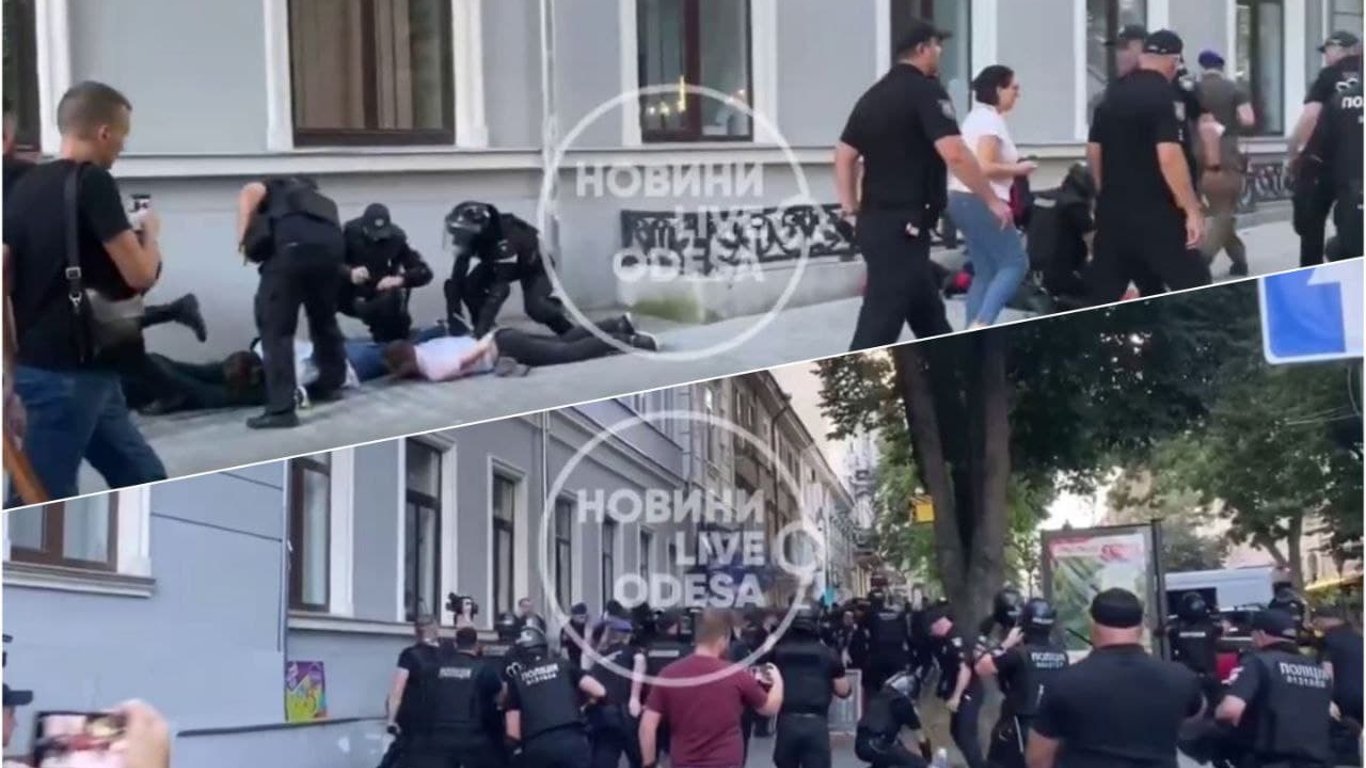 ЛГБТ-марш в Одессе обернулся десятками задержанных - Правоохранители толпой забивают активистов