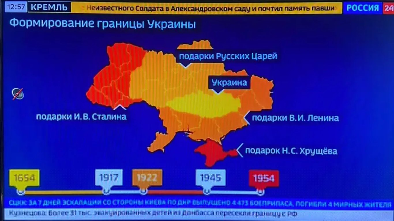 Російські пропагандисти поділили Україну за лекцією Путіна