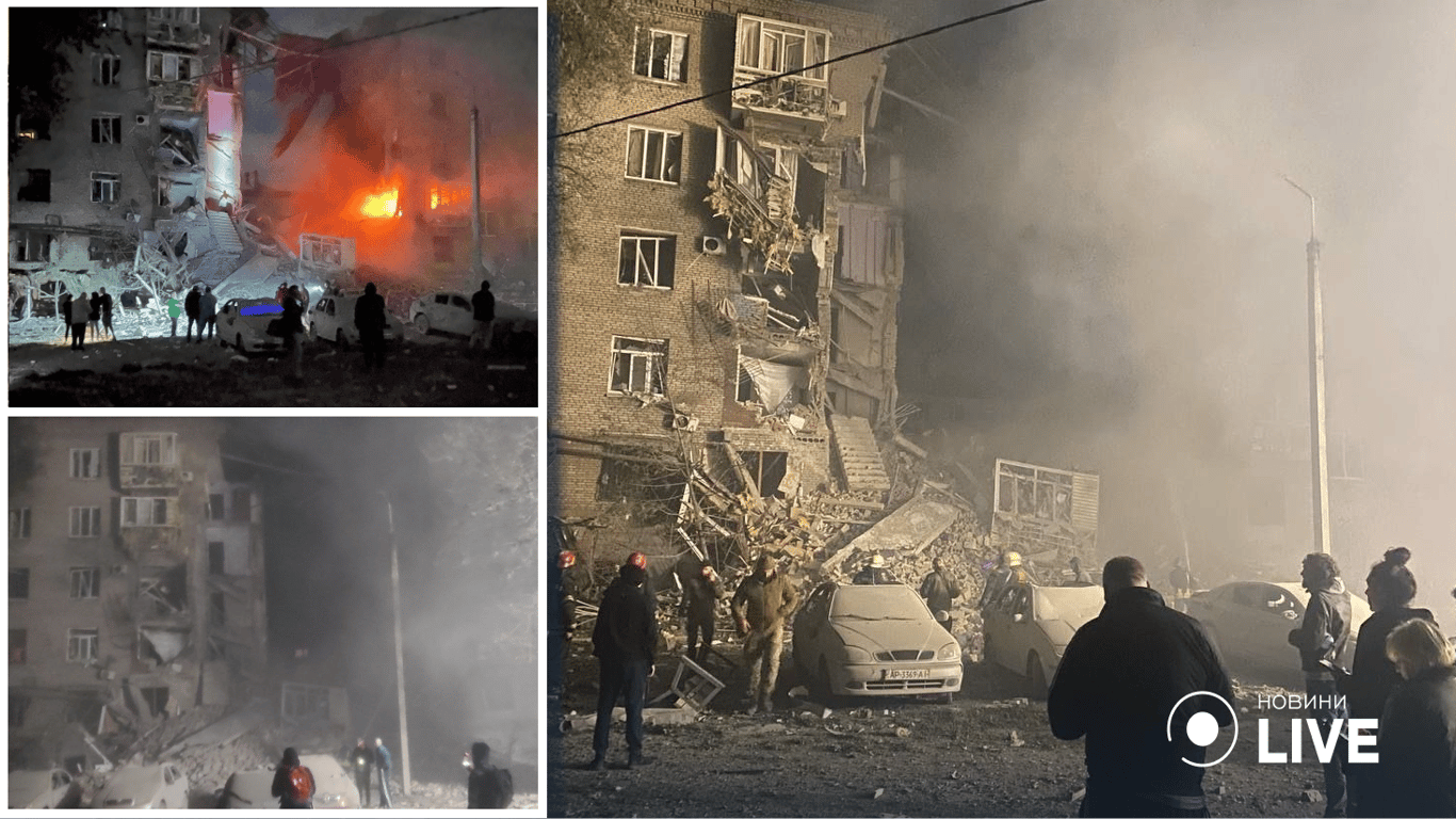 Россияне обстреляли центр Запорожья, разрушена многоэтажка, есть погибшие