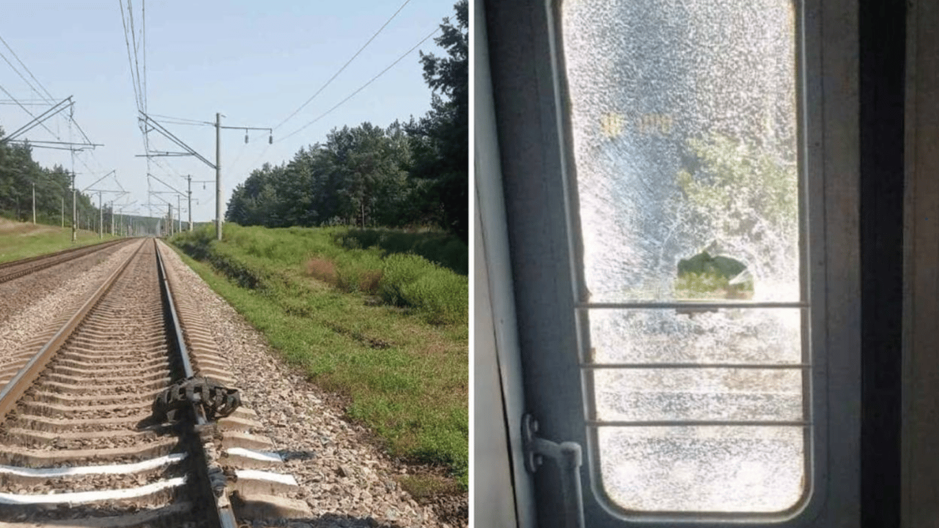 Вандали атакували поїзд Одеської залізниці і наклали шини на колії