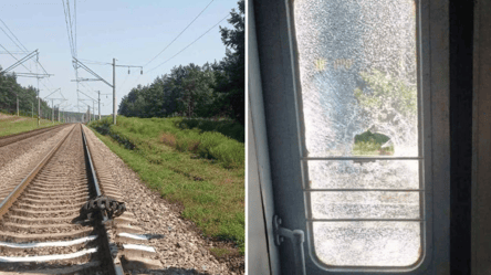 Наложили шины на пути и разбили окно: вандалы атаковали поезд Одесской железной дороги. Фото - 285x160