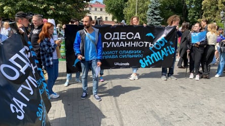 З банерами та гаслами: в центрі Одеси пройшов марш за права тварин. Відео - 285x160
