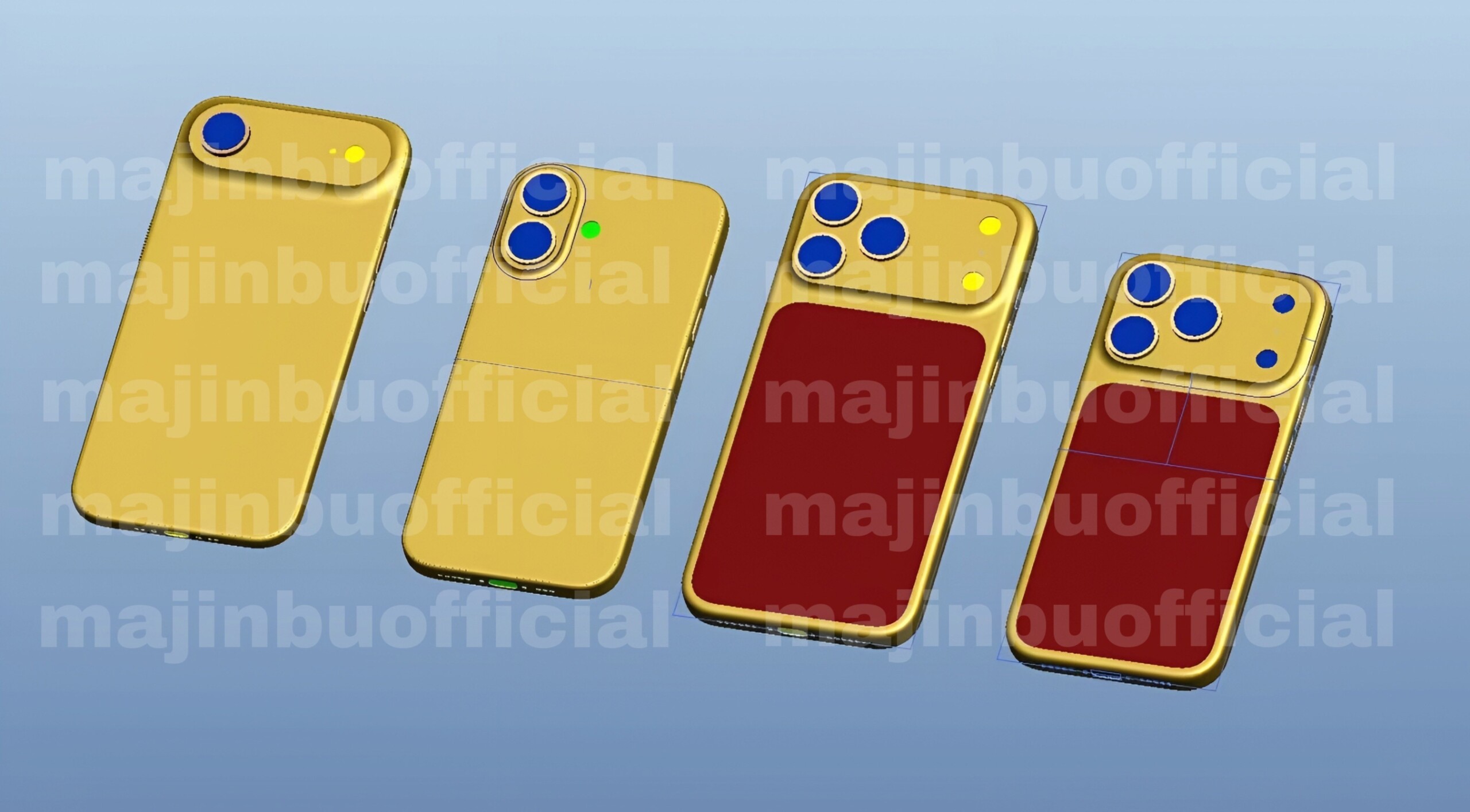 CAD renders of the iPhone 17 lineup