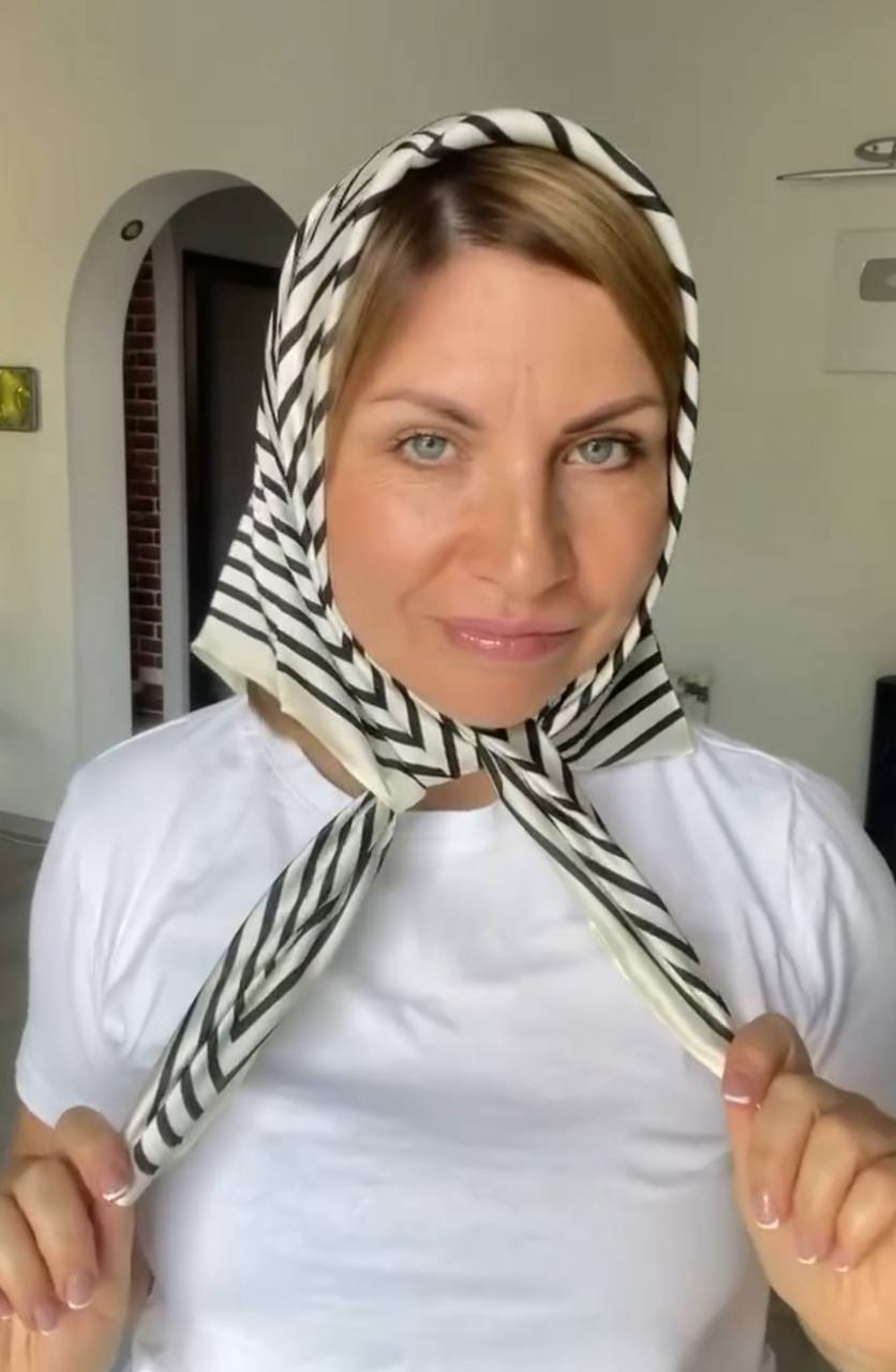 A striped scarf has a versatile look